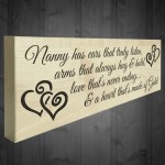 Nanny Heart Of Gold Wooden Freestanding Plaque Love Gift Sign