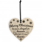 Merry Christmas Angel Heaven Wooden Heart Memorial Plaque