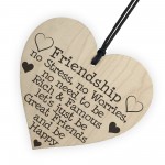Friendship No Stress No Worries Wooden Hanging Heart Plaque