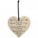 Home Family Blessing Wooden Hanging Heart Plaque