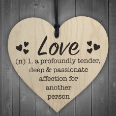 Love Definition Wooden Hanging Heart Plaque