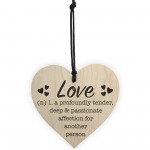 Love Definition Wooden Hanging Heart Plaque