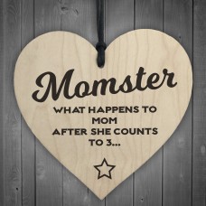 Momster Novelty Wooden Hanging Heart Plaque