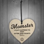 Momster Novelty Wooden Hanging Heart Plaque