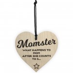 Momster Novelty Wooden Hanging Heart Plaque