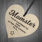 Momster Novelty Wooden Hanging Heart Plaque