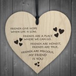 My Friend Is You Wooden Hanging Heart Friendship Plaque