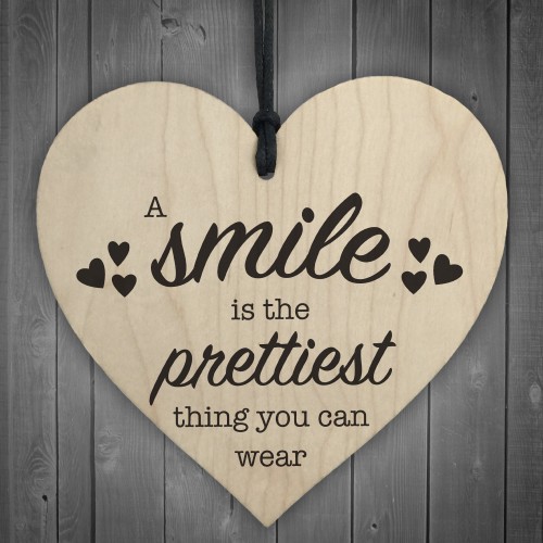 Smile Is The Prettiest Thing Wooden Hanging Heart Plaque