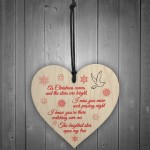 Brightest Star On My Tree Wooden Hanging Heart Memorial Plaque