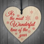 Most Wonderful Time Of The Year Wooden Hanging Heart Plaque