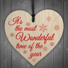 Most Wonderful Time Of The Year Wooden Hanging Heart Plaque