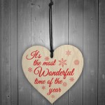 Most Wonderful Time Of The Year Wooden Hanging Heart Plaque