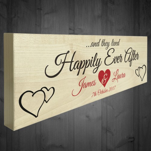 Personalied Wooden Sign Happily Ever After Wedding Gift Keepsake