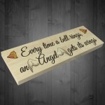 Bell Rings Angel Wings Wooden Freestanding Plaque Memorial Sign