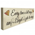 Bell Rings Angel Wings Wooden Freestanding Plaque Memorial Sign