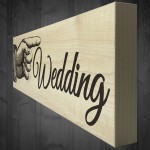 Wedding Pointing Hand Direction Sign Wooden Freestanding Plaque