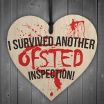 I Survived Ofsted Inspection Novelty Wooden Hanging Heart Plaque