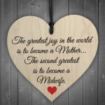 Greatest Joy Mother Midwife Wooden Hanging Heart Nurse Gift