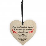 Friendship Lifes Truest Happiness Wooden Hanging Heart Gift