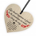 Friendship Lifes Truest Happiness Wooden Hanging Heart Gift