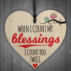 Blessings Count You Twice Wooden Hanging Heart Plaque