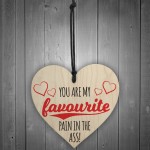 Favourite Pain In The Ass Novelty Wooden Hanging Heart Plaque