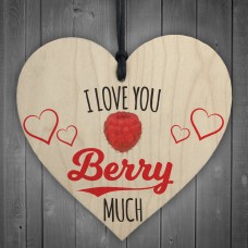 Love You Berry Much Wooden Hanging Heart Plaque