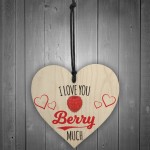 Love You Berry Much Wooden Hanging Heart Plaque