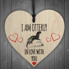 Otterly In Love With You Wooden Hanging Heart Plaque