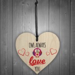 Owl Always Love You Novelty Wooden Hanging Heart Plaque