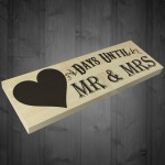 Days Until Mr & Mrs Wooden Freestanding Plaque Chalkboard