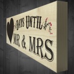 Days Until Mr & Mrs Wooden Freestanding Plaque Chalkboard