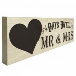 Days Until Mr & Mrs Wooden Freestanding Plaque Chalkboard