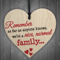 Nice Normal Family Novelty Wooden Hanging Heart Plaque