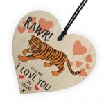 Rawr I Love You Novelty Wooden Hanging Heart Gift Sign