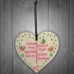 Kiss Me Goodnight Wooden Hanging Heart Plaque Door Sign