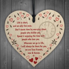 True Friends Now & Forever Wooden Hanging Heart Plaque