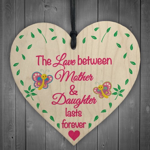 Mother Daughter Love Lasts Forever Wooden Hanging Heart Plaque