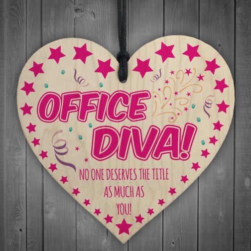 Office Diva! Wooden Hanging Heart Colleague Gift