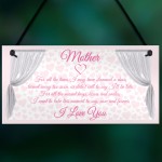 Mother I Love You Now and Forever Hanging Plaque Sign Gift