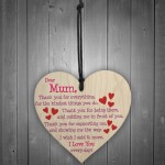Mum I Love You Everyday Wooden Hanging Heart 