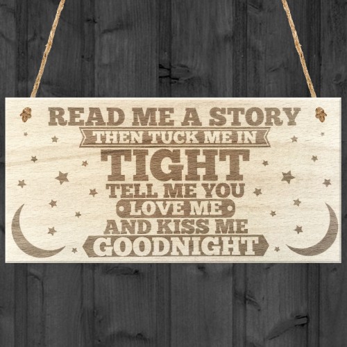 Read Me A Story Kiss Me Goodnight Wooden Hanging Plaque