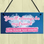 You'll Always Be My Friend Friendship Gift Hanging Plaque Sign