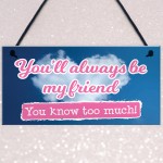 You'll Always Be My Friend Friendship Gift Hanging Plaque Sign