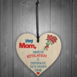 Mum Thanks Wiping My Bum! Hanging Wooden Heart Gift Present Sign