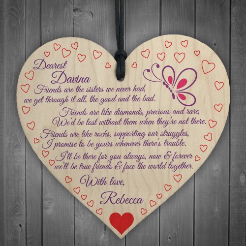 Personalised Friends Are The Sisters Wooden Hanging Heart