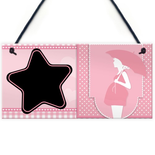 Pregnancy Baby Arrival Countdown Hanging Plaque Vintage Theme