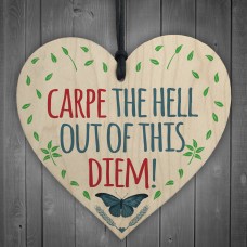 CARPE The Hell Out Of This DIEM! Motivational Hanging Heart Gift