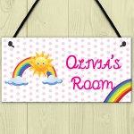 Personalised Rainbow Name Room Play Room Hanging Plaque Sign