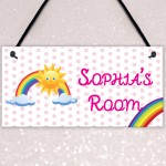 Personalised Rainbow Name Room Play Room Hanging Plaque Sign